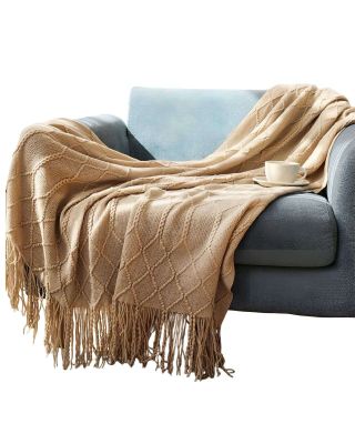 Imagen 2 del producto Mantas para sofas camas u oficinas con Flecos 127x152 cm Beige