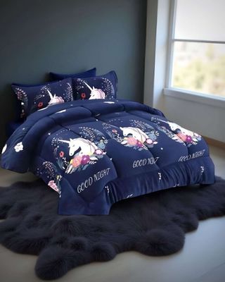 Imagen 2 del producto COBERTOR DE INVIERNO DISEÑO UNICORNIO DE NIÑA PLUSH CON CHIPORRO PLAZA Y MEDIA S40