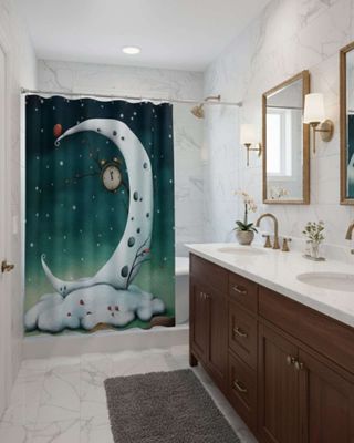 Imagen 2 del producto Cortina de Baño Tela Género + Forro Impermeable c06