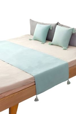 Imagen 2 del producto JUEGO DE PIECERA DE CAMA MAS 2 COJIN CON FUNDAS MODELO LINO CELESTE