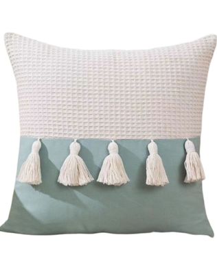 Set de 4 Fundas de Cojín con Pompones-Turquesa