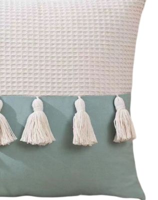 Imagen 2 del producto Set de 4 Fundas de Cojín con Pompones-Turquesa