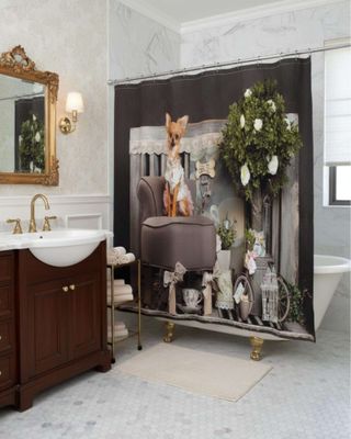 Imagen 2 del producto Cortina de Baño Tela Género + Forro Impermeable c33