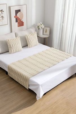 JUEGO DE PIECERA DE CAMA CON 2 FUNDAS MODELO BAMBÚ BEIGE