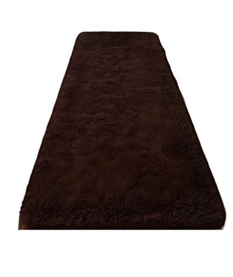Pasillera alfombra peluda liviana 70x150 ultra suave CAFÉ