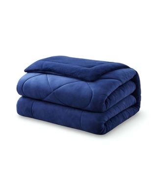 Imagen 2 del producto Cubrecama plush con chiporro Acolchado liso plaza y media azul