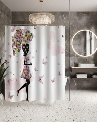 Imagen 2 del producto Cortina de Baño Tela Género + Forro Impermeable c10