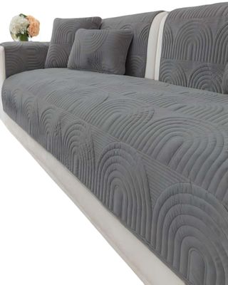 PACK DE 5 FUNDAS PARA SOFA CON DISEÑO DE CURVAS GRIS