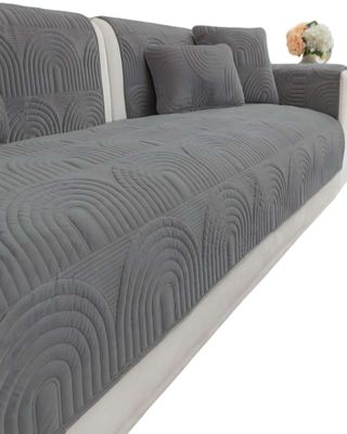 Imagen 2 del producto PACK DE 5 FUNDAS PARA SOFA CON DISEÑO DE CURVAS GRIS