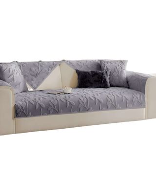 Imagen 2 del producto PACK DE 5 FUNDAS PARA SOFA CON DISEÑO HOJAS GRIS CLARO