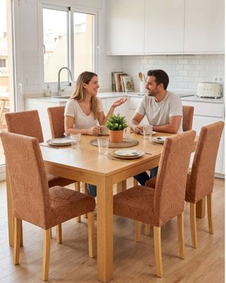 Imagen 1 del producto PACK DE 6 FUNDAS DE SILLAS DISEÑO TEXTURIZADO DE HOJAS M6