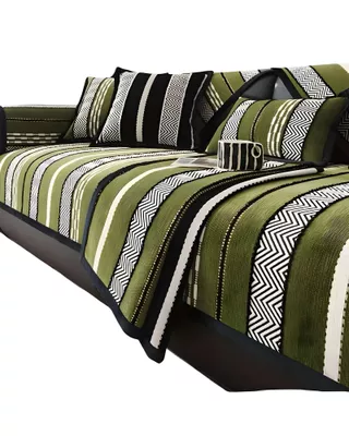 PACK DE 5 FUNDAS PARA SOFA CON DISEÑO RAYAS VERDE