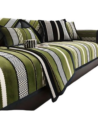 Imagen 2 del producto PACK DE 5 FUNDAS PARA SOFA CON DISEÑO RAYAS VERDE