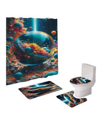 Imagen 2 del producto Juego 5 piezas con Cortina de baño de Tela Poliéster y Forro de Ducha de Plástico J-17