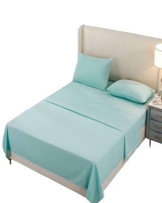 JUEGO DE SABANA KING 200 HILOS CELESTE