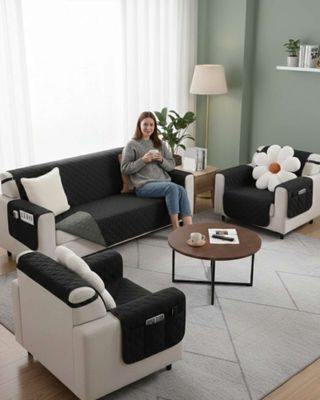 Imagen 2 del producto Juegos 3+1+1 de Cubre sillon reversibles con bolsas marron 