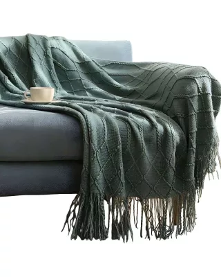 Imagen 1 del producto Mantas para sofas camas u oficinas con Flecos 127x152 cm Verde