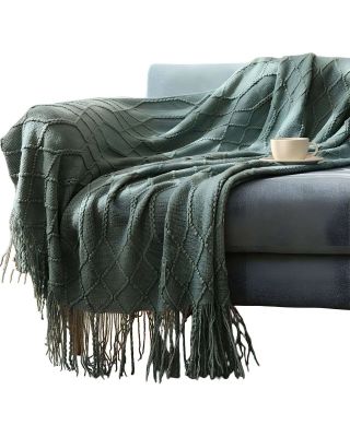 Imagen 2 del producto Mantas para sofas camas u oficinas con Flecos 127x152 cm Verde