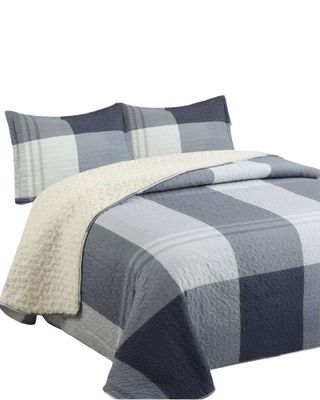 Imagen 1 del producto Cubrecama Quilt con sherpa plaza y media gris 180 x 230 cm J4