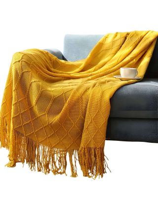 Imagen 2 del producto Mantas para sofas camas u oficinas con Flecos 127x152 cm Amarillo