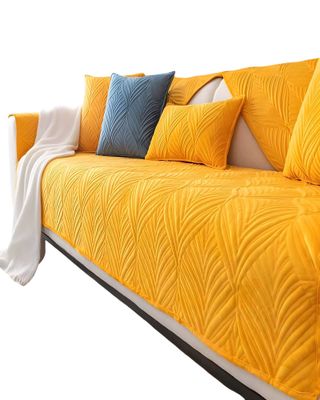 PACK DE 5 FUNDAS PARA SOFA CON DISEÑO DE LINEAS AMARILLO