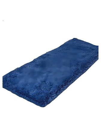 Juego por 2 Alfombra pasillera peluda liviana 70x150 ultra suave AZUL