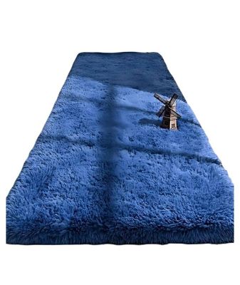 Imagen 2 del producto Juego por 2 Alfombra pasillera peluda liviana 70x150 ultra suave AZUL