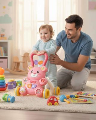 Imagen 2 del producto Andador y Mesa Didáctica 2 en 1 con Diseño de Osito rosado