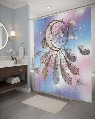 Imagen 2 del producto Cortina de Baño Tela Género + Forro Impermeable c11