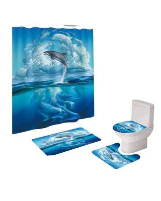 Imagen 2 del producto Juego 5 piezas con Cortina de baño de Tela Poliéster y  Forro de Ducha de Plástico