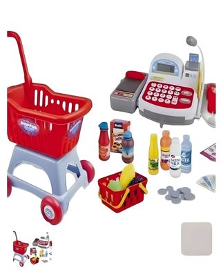 SET DE CAJA REGISTRADORA Y CARRO DE SUPERMERCADO GRANDE