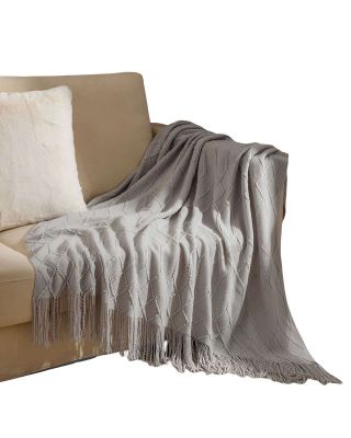 Imagen 2 del producto Mantas para sofas camas u oficinas con Flecos 127x152 cm Gris