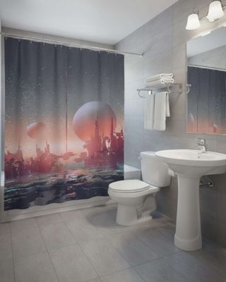 Imagen 1 del producto Cortina de Baño Tela Género + Forro Impermeable c38