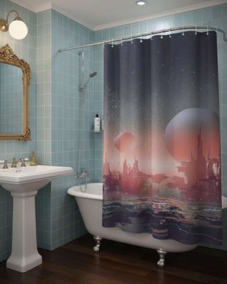 Imagen 2 del producto Cortina de Baño Tela Género + Forro Impermeable c38