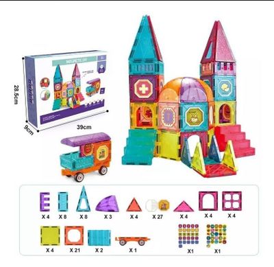 Imagen 1 del producto Set Bloques Magnéticos 94 Piezas - Castillo y Auto