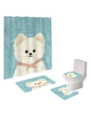 Imagen 2 del producto Juego 5 piezas con Cortina de baño de Tela Poliéster y  Forro de Ducha de Plástico J-16