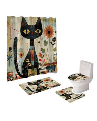 Imagen 2 del producto Juego 5 piezas con Cortina de baño de Tela Poliéster y  Forro de Ducha de Plástico J-15