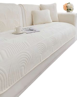 Imagen 2 del producto PACK DE 5 FUNDAS PARA SOFA CON DISEÑO DE CURVAS BLANCO