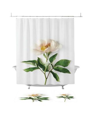 Imagen 2 del producto Juego 5 piezas con Cortina de baño de Tela Poliéster y  Forro de Ducha de Plástico J-24