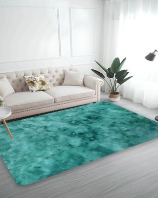 Imagen 2 del producto Alfombra peluda Suave 240 x 200 cm Primera Calidad Turquesa Jaspeado