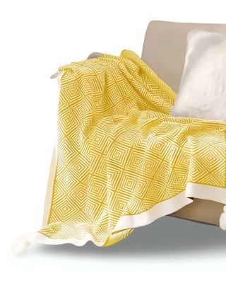 Imagen 2 del producto Mantas para sofas camas u oficinas con pompon 130x150 cm Amarillo