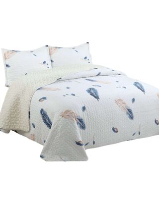 Imagen 1 del producto Cubrecama Quilt con sherpa plaza y media blanco 180 x 230 cm J1