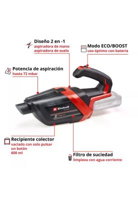 Imagen 2 del producto ASPIRADORA POLVO EINHELL TE-HV 18/06 LI 18V SIN CARG NI BAT