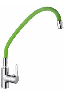 LLAVE MONOMANDO TAUMM LAVAPLATO CUELLO FLEXIBLE VERDE