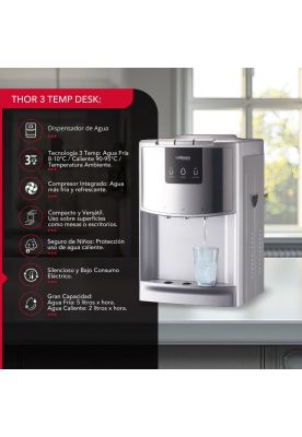 Imagen 2 del producto DISPENSADOR AGUA THORBEN DE MESA 3 TEMPERAT. 580W
