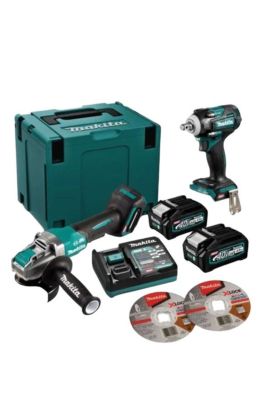Kit Makita GA046GM202-1 Esmeril 4.1/2+ Llave Impacto 1/2-40v
