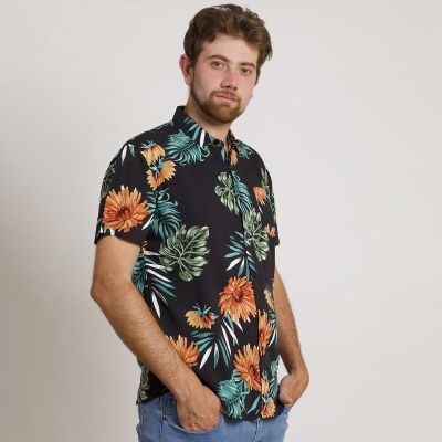 Imagen 2 del producto CAMISA HOMBRE MANGA CORTA HAWAIANA NEGRA