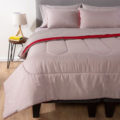 Imagen 2 del producto COMBO 5 PLUMON BICOLOR ROJO GRIS 1.5 PLAZAS