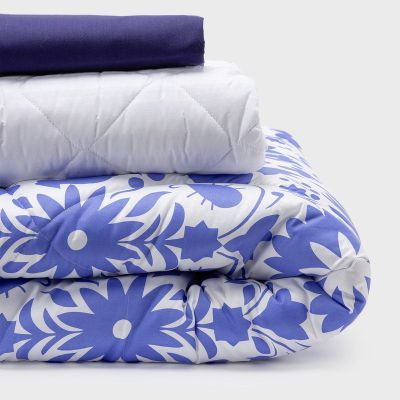 COMBO 50 PLUMON MEXICO REVERSIBLE AZUL 2 PLAZAS