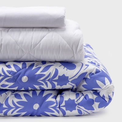 COMBO 44 PLUMON MEXICO REVERSIBLE AZUL 2 PLAZAS